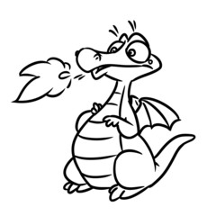 dragon fire fairy tale animal reptile character illustration cartoon