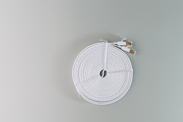 Ethernet Network Cable on grey background