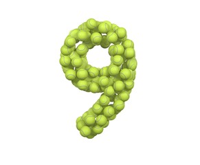 Tennis Ball Themed Font Number 9