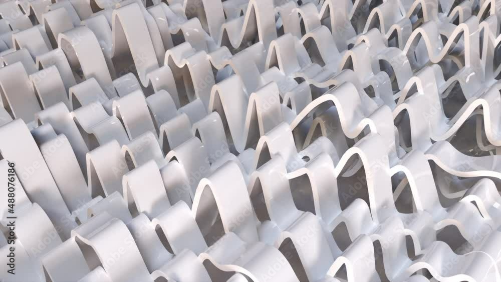 Aufkleber 3d rendering of white wavy lines surface. computer generated abstract dynamic background.