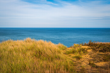Tranquil seascape over Coast Guard Beach. Cape Cod National Seashore in the Atlantic Ocean.