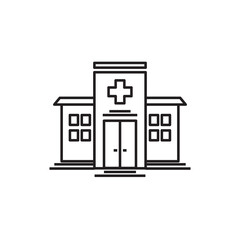 hospital design illustration vector, black outline editable.