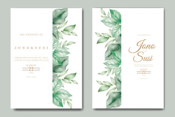 Fototapeta na wymiar beautiful leaves watercolor wedding invitation card