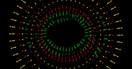 Render with abstract background of yellow, red and green dots