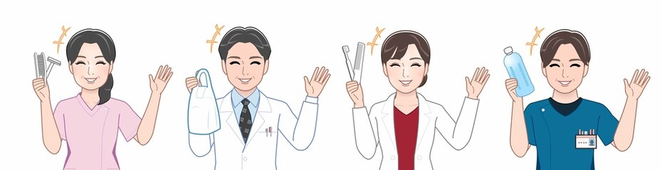 4人の白衣を着た男女