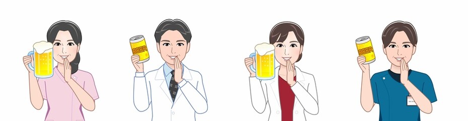 4人の白衣を着た男女