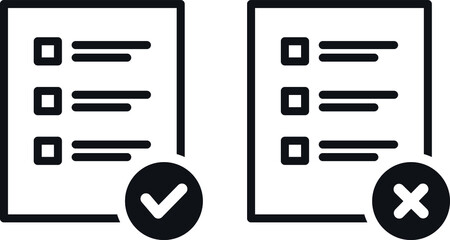 Approved and failed assessments Icons Set