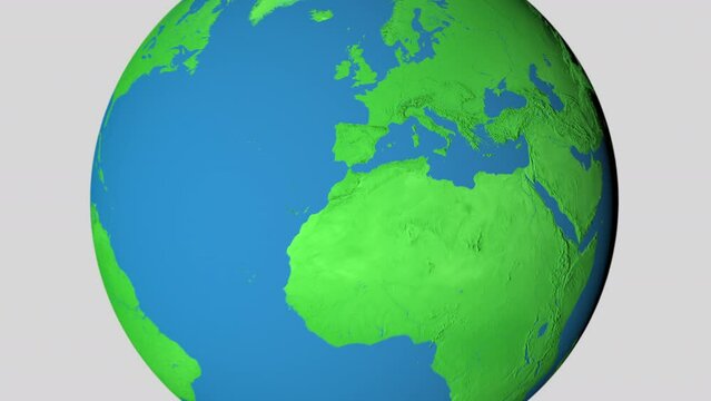 Seamless looping animation of the earth zooming in to the 3d map of Czech Republic with the capital and the biggest cites in 4K resolution