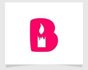 letter b with candle negative space logo vector icon illustration