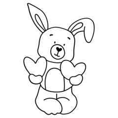 Fototapeta na wymiar Bunny Rabbit in love with heart outline design-SVG illustration for web, wedsite, application, presentation, Graphics design, branding, etc.