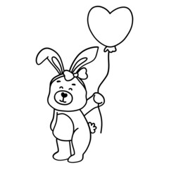 Bunny Rabbit in love with heart outline design-SVG illustration for web, wedsite, application, presentation, Graphics design, branding, etc.