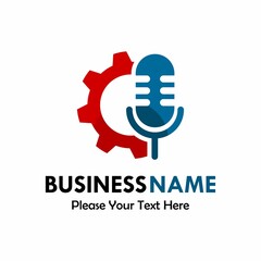 Gear podcast logo template illustration