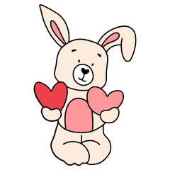 Bunny Rabbit in love with heart flat design-SVG illustration for web, wedsite, application, presentation, Graphics design, branding, etc.