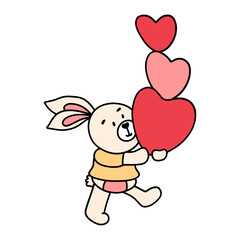 Bunny Rabbit in love with heart flat design-SVG illustration for web, wedsite, application, presentation, Graphics design, branding, etc.