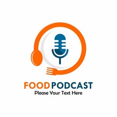 Food podcast logo template illustration
