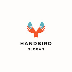 Hand bird logo icon flat design template