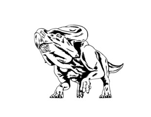 Protoceratops vector line art low angle
