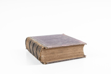 Worn leather book Cover isolated on white