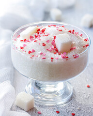 White sugar and sugar hearts