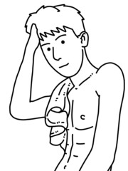 black and white of cute man for coloring