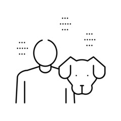 dog owner line icon vector illustration