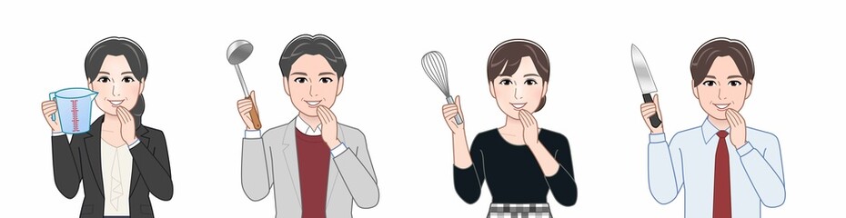 作業着を着た4人