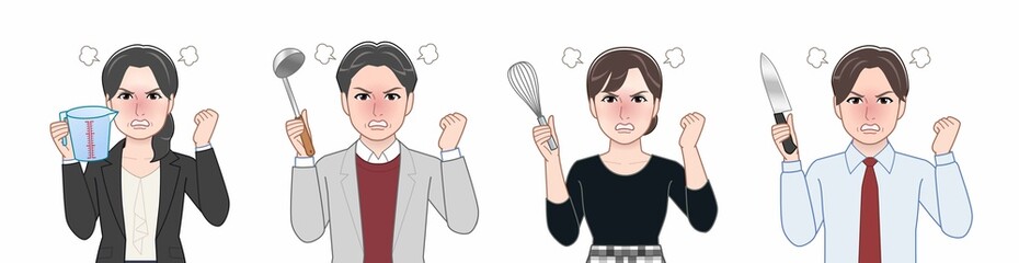 作業着を着た4人