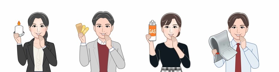 作業着を着た4人