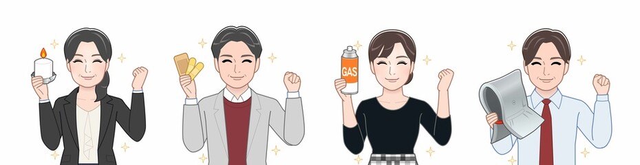 作業着を着た4人