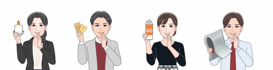 作業着を着た4人