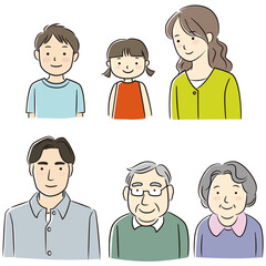 3rd generation family upper body vector illustration
