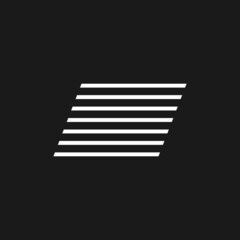 Obraz premium Retrowave aesthetics composition of horizontal shear stripes. Synthwave black and white horizontal shifted lines 1980s style. Design element for retrowave style projects. Vector
