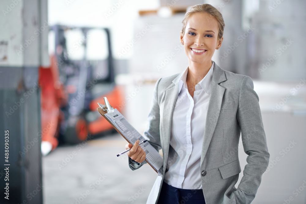 Poster i ensure success every step of the way. a young manager looking confident while on the factory floor