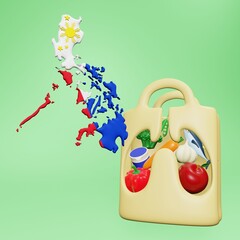 3d rendering of the need and consumption of nutrients for a healthy lungs in Philipines