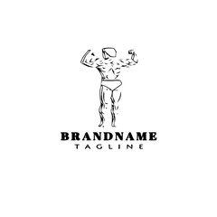 bodybuilding pose logo cartoon icon template black isolated vector illustration