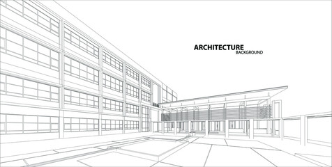Fototapeta premium 3d wireframe of building. sketch design.Vector