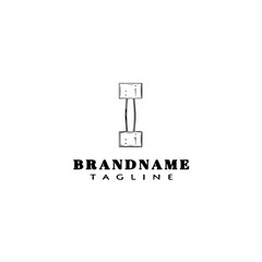 dumbbell cartoon icon design template logo black isolated vector cute