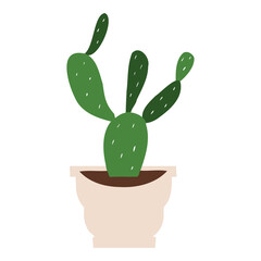 Indoor potted plant prickly pear cactus illustration