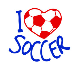 I love soccer t-shirt decoration with heart shaped football ball