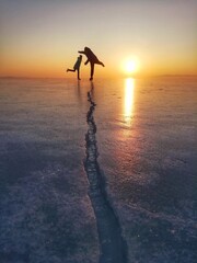 Figure skaters on the frozen sea in Vladivostok
