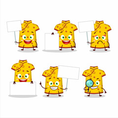 Yellow clothing kids chinese woman cartoon character bring information board