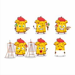 Artistic Artist of yellow clothing kids chinese woman cartoon character painting with a brush