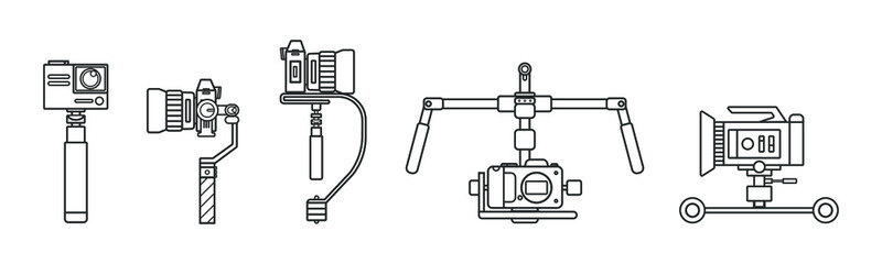Handheld Steadicam Camera Stabilizer vector sets, linear vector element, Illustration. © aiinue