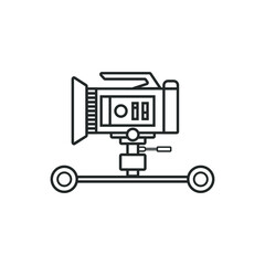 Camera dolly cart, linear vector element, Illustration. 