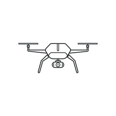 Drone with a camera, linear vector element, Illustration. 