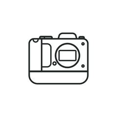 A camera that does not have a lens icon, linear vector element, Illustration. 
