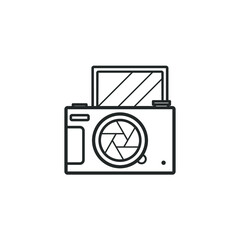 A small camera that can flip the screen up, linear vector element, Illustration. 