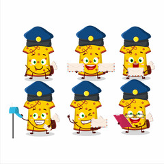 A picture of cheerful yellow clothing kids chinese woman postman cartoon design concept