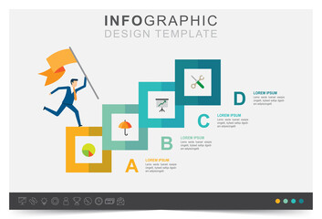 Modern infographic template, presentation business infographic template, step to target, icon set