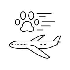 pet transportation in airplane line icon vector illustration